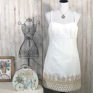 NWT Lilly Pulitzer Resort White LANE Dress with Gold Pineapple Trim Size 10